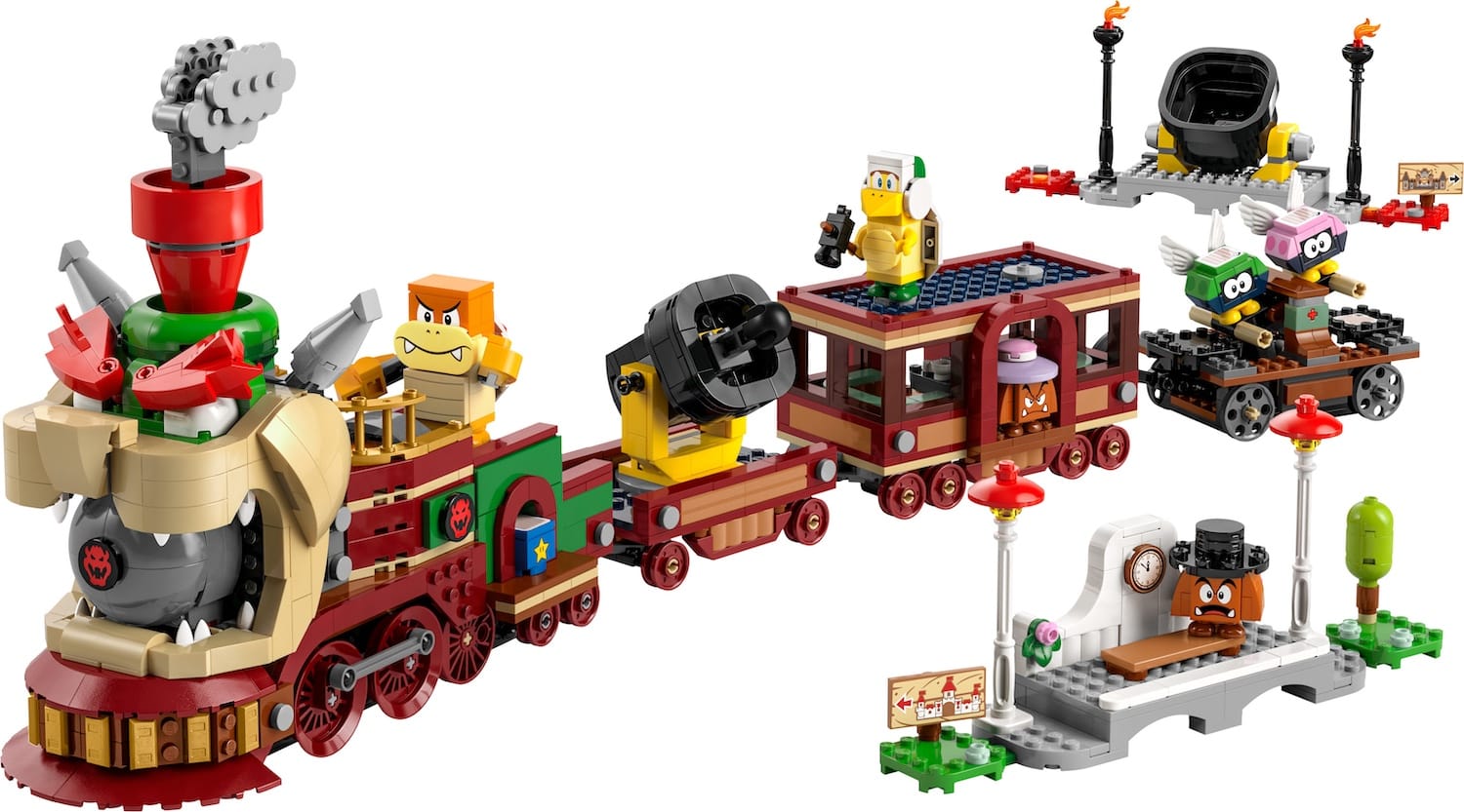 Graphic with white background of te LEGO Super Mario 71437 The Bowser Express Train toy
